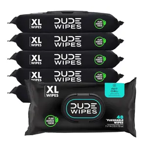 Wipes - Flushable Wipes - 6 Pack, 288 Wipes - Mint Chill Extra-Large Adult Wet Wipes - Vitamin-E, Aloe, Eucalyptus & Tea Tree Oils - Septic and Sewer Safe