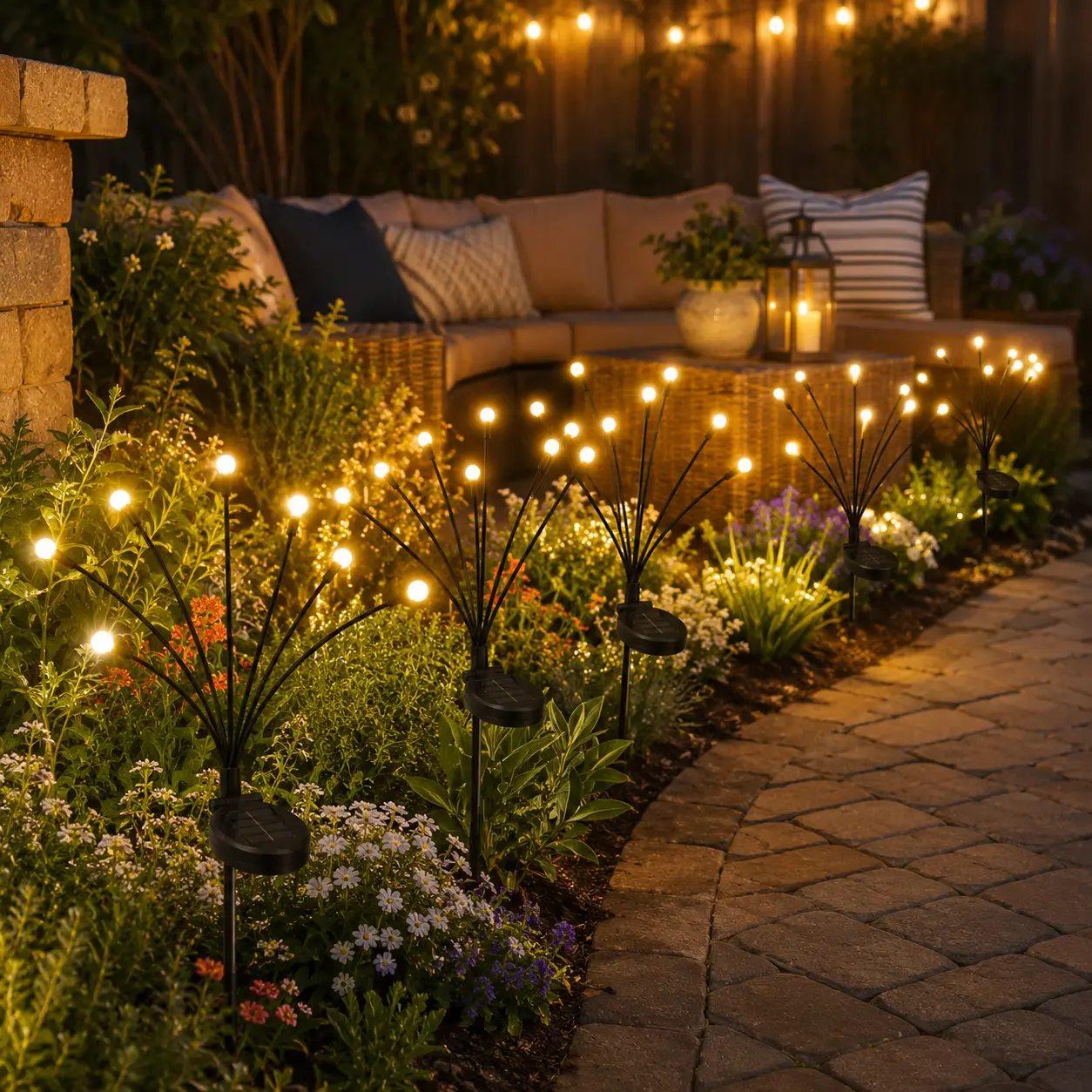 8-Pack Solar Decorative Lights, Outdoor Firefly Stake Lights with Flexible Stems for Swing Effect, 32 LED Bulbs, Waterproof Auto Dusk-to-Dawn Glow, Landscape Yard Flower Bed Festive Decor