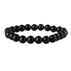 Black Obsidian Natural Stone Bead Stretch Bracelet