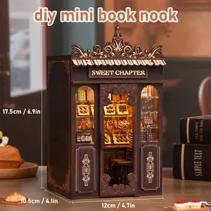 Sweet Chapter DIY House Handmade Assembly Miniature Model Wooden 3D Creative Book Stand, Craft Kit for Enthusiasts, Unique Gift Idea