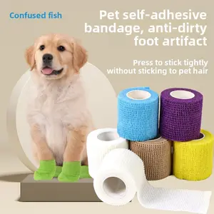 3pcs/6pcs Disposable Pet Shoes, Self-Adhesive Bandages, Waterproof High Elasticity, Comfortable Fit, Protects Pets Paw, Indoor Outdoor Use
