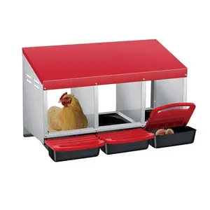 Chicken nesting box made of galvanized steel with pull-out egg tray | Wall-mounted or freestanding chicken nesting box | Ventilated, weatherproof & easy to clean for coops, stables & poultry houses