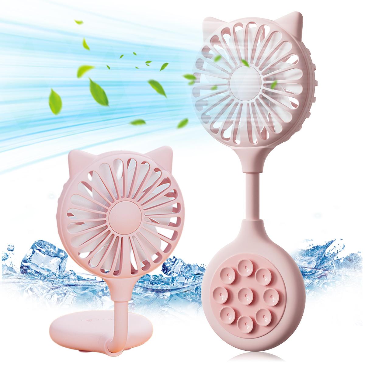 USB Rechargeable Suction Cup Multi-Directional Adjustable Head Small Fan Mini Foldable Handheld Electrical Fan for Camping Sport Travel