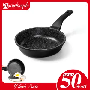 Michelangelo Non-stick Frying Pan, 8/10 Inch Stone Coating Cookware, Multifunctional Omelette Pan with Silicone Handle, Induction Skillet for Eggs