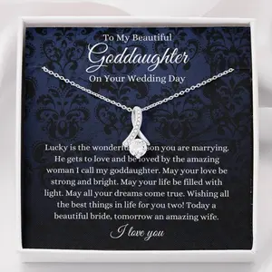 Petit Ribbon, Goddaughter Wedding Day Gift, To Bride From Godmother/Godfather Necklace, Godmother To Bride Gift, Bride Jewelry From