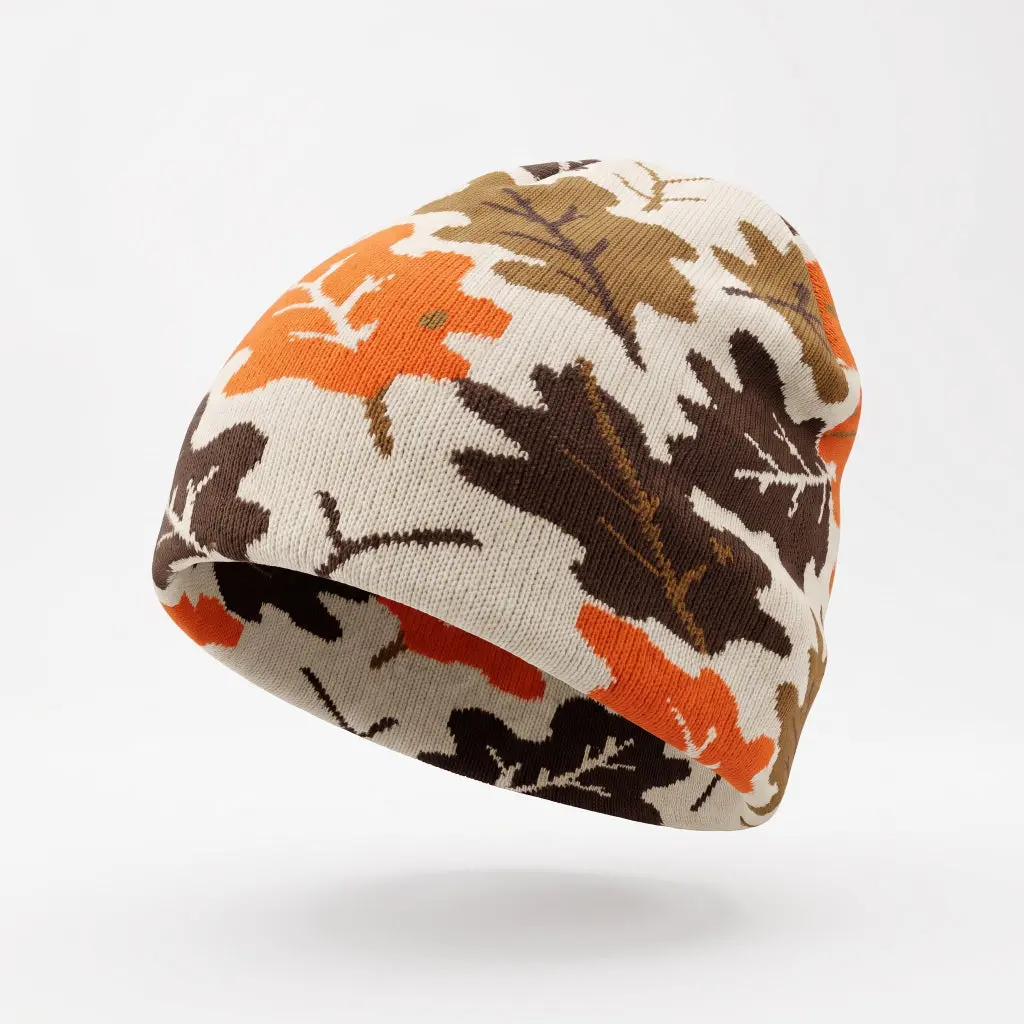 Autumn Leaves Knit Beanie, Warm Winter Fashion Accessory for Men-Women
