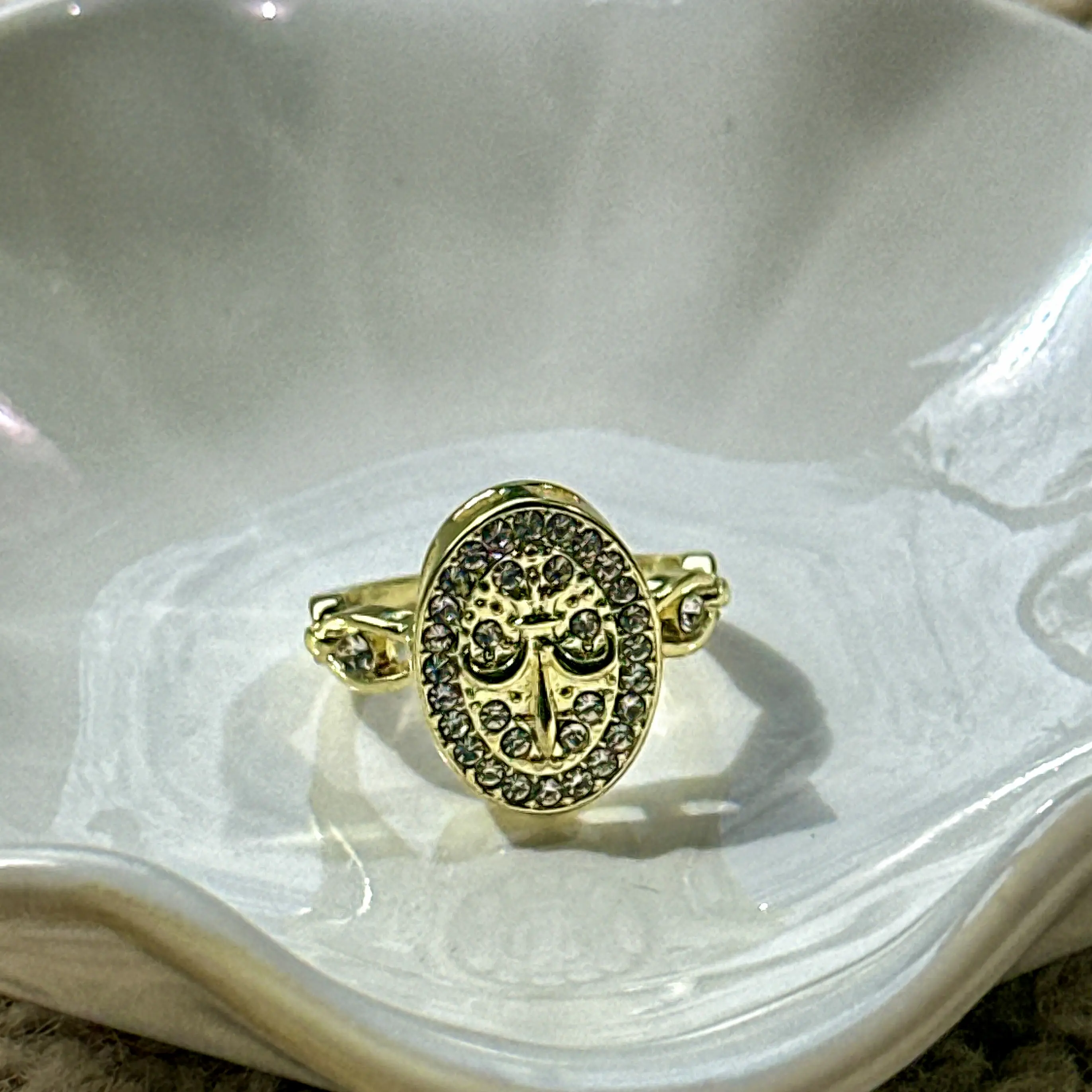 Vintage Mask Statement Ring | Baroque Gold Ring | Renaissance Jewelry | Art Inspired Adjustable Ring