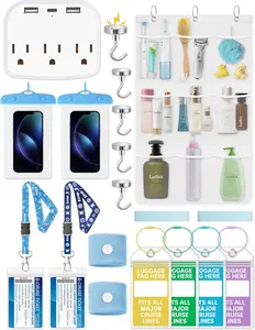 19-Piece Cruise Essentials Kit 2026 – Power Strip, Waterproof Phone Bags, Luggage Tag Holders, Magnetic Hooks, Cruise Card Lanyards, Towel Bands, Anti-Seasickness Bands and Shower Organizer Bag