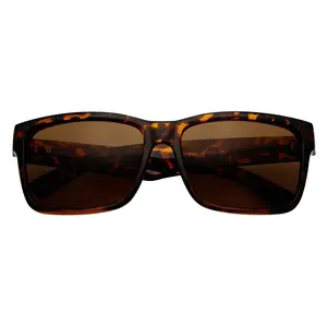 ENZO - Modern Sports Thick Square Sunglasses Tortoise Shell Brown Tint