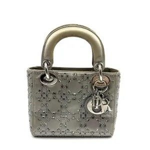 Pre-owned Dior As Shown Crossbody Bags HZ0528 Christian Satin Crystal Cannage Mini Lady Shoulder Bag 12.28