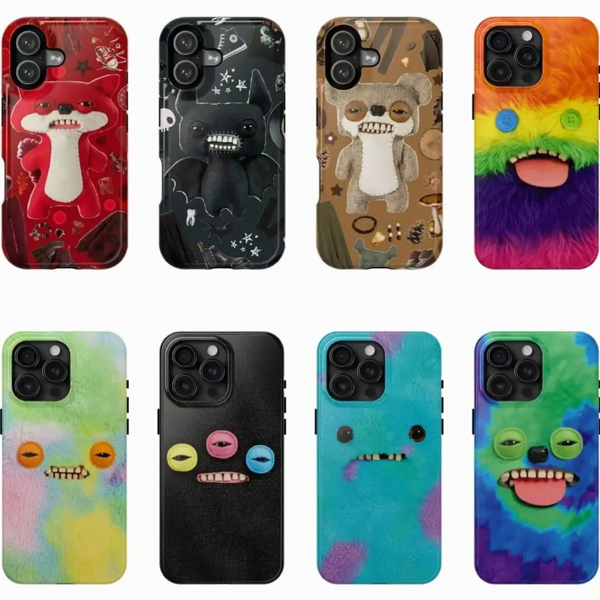 Funny Fuggler Ugly Monster Face Phone Case, Preppy and Cute Quirky Plush Creature Aesthetic Suitable Durable phone case for iPhone 12, 13, 14, 15, 16, 17 Pro Max, Pro, Plus, and 17 Air,the perfect gift for her or him, ideal for parties.
