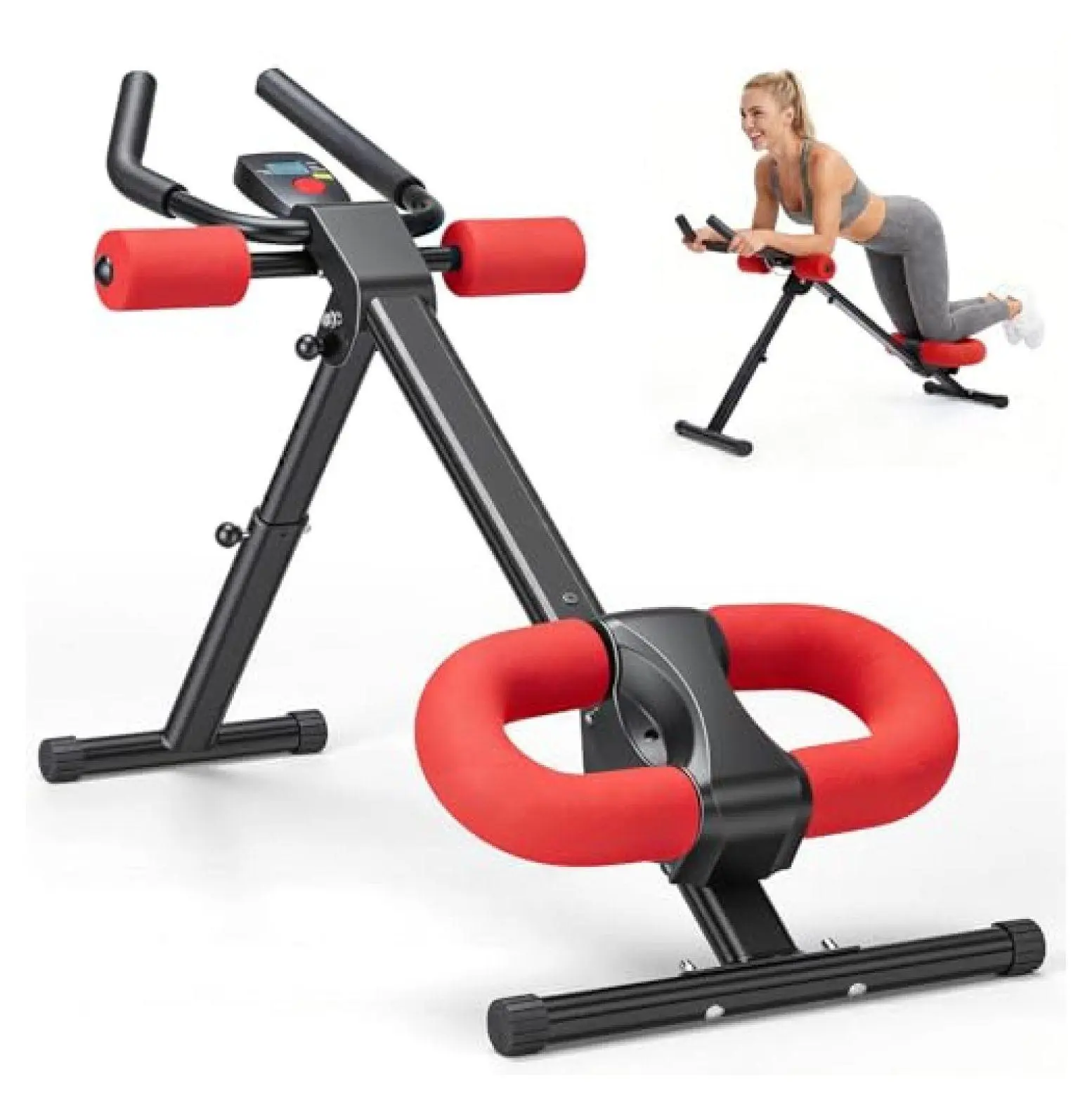Abdominal Trainer Machine, Foldable Sit Up Bench, Adjustable Incline & Height, LCD Display, Home Fitness Equipment for Core Workout, Strength Training, Weight Loss