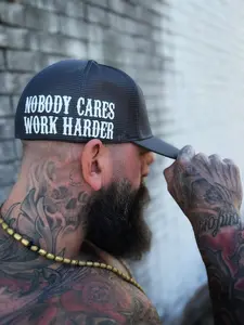 WORK HARDER GREY SIDE STYLE FLEXFIT HAT