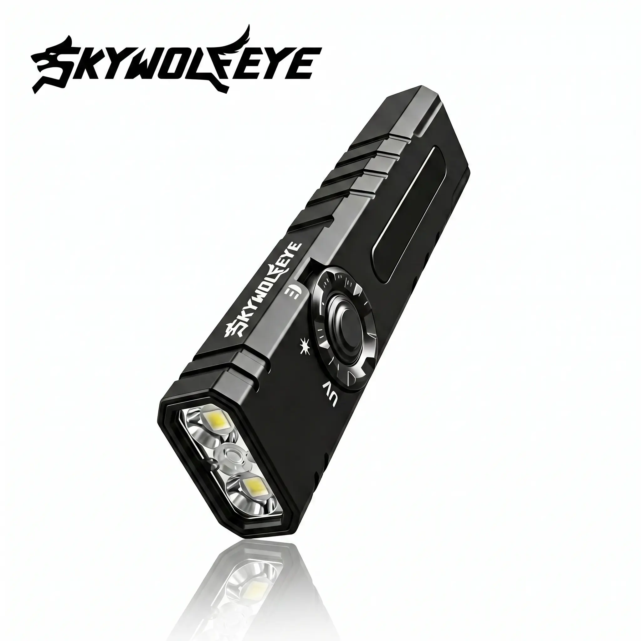 SKYWOLFEYE ST7 PRO EDC Flashlight, 2200 Lumen Tactical Pocket LED Light, Magnetic Rechargeable with Green Laser, 365nm UV & RGB Sidelight, Camping Gear & Tech Gadgets Gifts for Men
