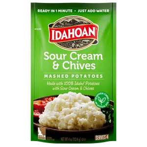 Idahoan Sour Cream & Chives Mashed Potatoes, 4 oz, Pack of 12
