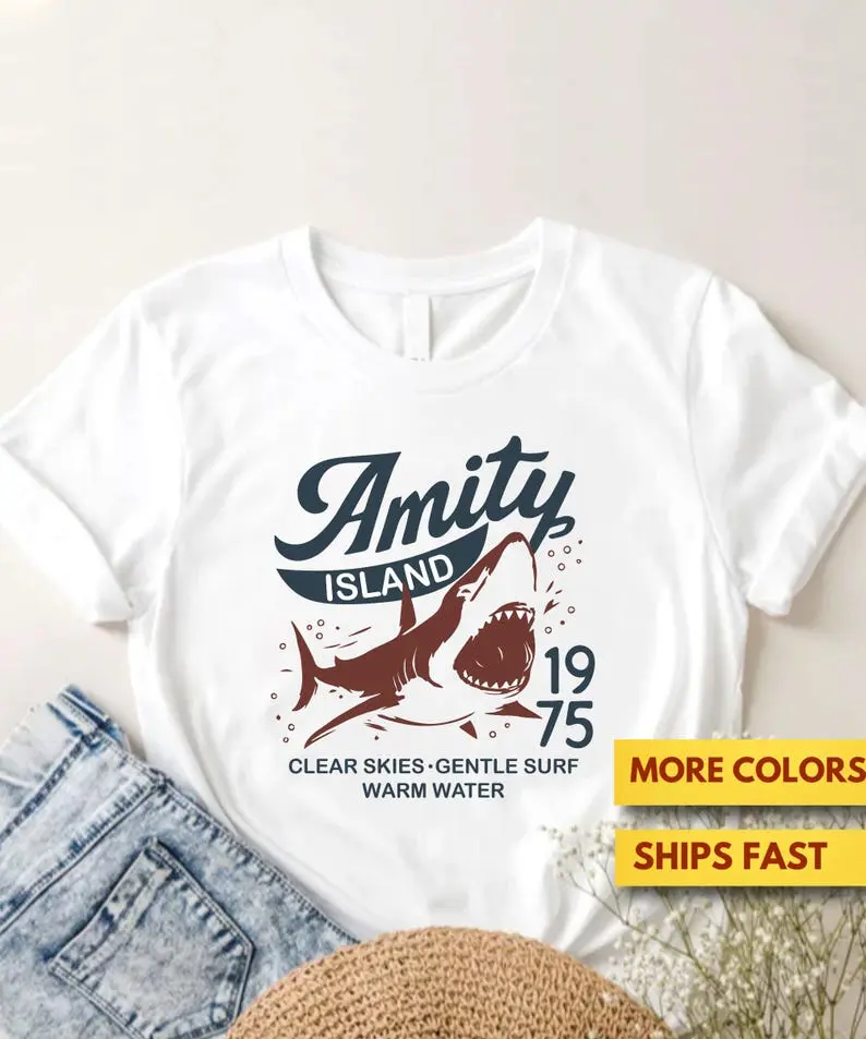 Jaws 50th Anniversary Jaws 1975 Shirt, Amity Island Shirt Bigger Boat, Bruce The Great White Shark Horror Classic, Jaws Gift Shirt, Soft Tee