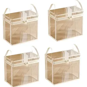2/4pcs Large Heavy-Duty Clear Plastic Storage Bins with 180° Hinged Lid Thick Snap-Fit Organizer Boxes for Clothes, Books, Office Supplies And Under Bed Organization - Heavy Weight Stackable Containers (No Tools/Easy Open)