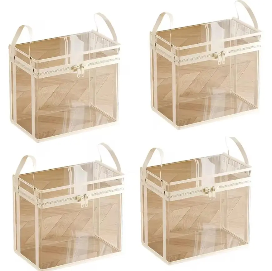 2/4pcs Large Heavy-Duty Clear Plastic Storage Bins with 180° Hinged Lid Thick Snap-Fit Organizer Boxes for Clothes, Books, Office Supplies And Under Bed Organization - Heavy Weight Stackable Containers (No Tools/Easy Open)