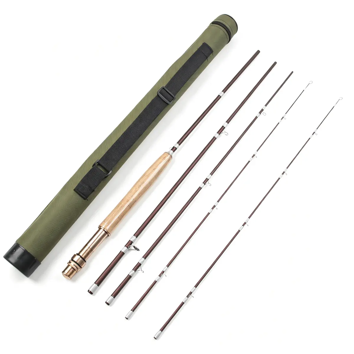 5/6WT Fly Fishing Rod Kit, Carbon Fiber 4-Piece Fly Rod with Extra Tip, EVA Handle & Portable Case for Stream and Lake Fishing