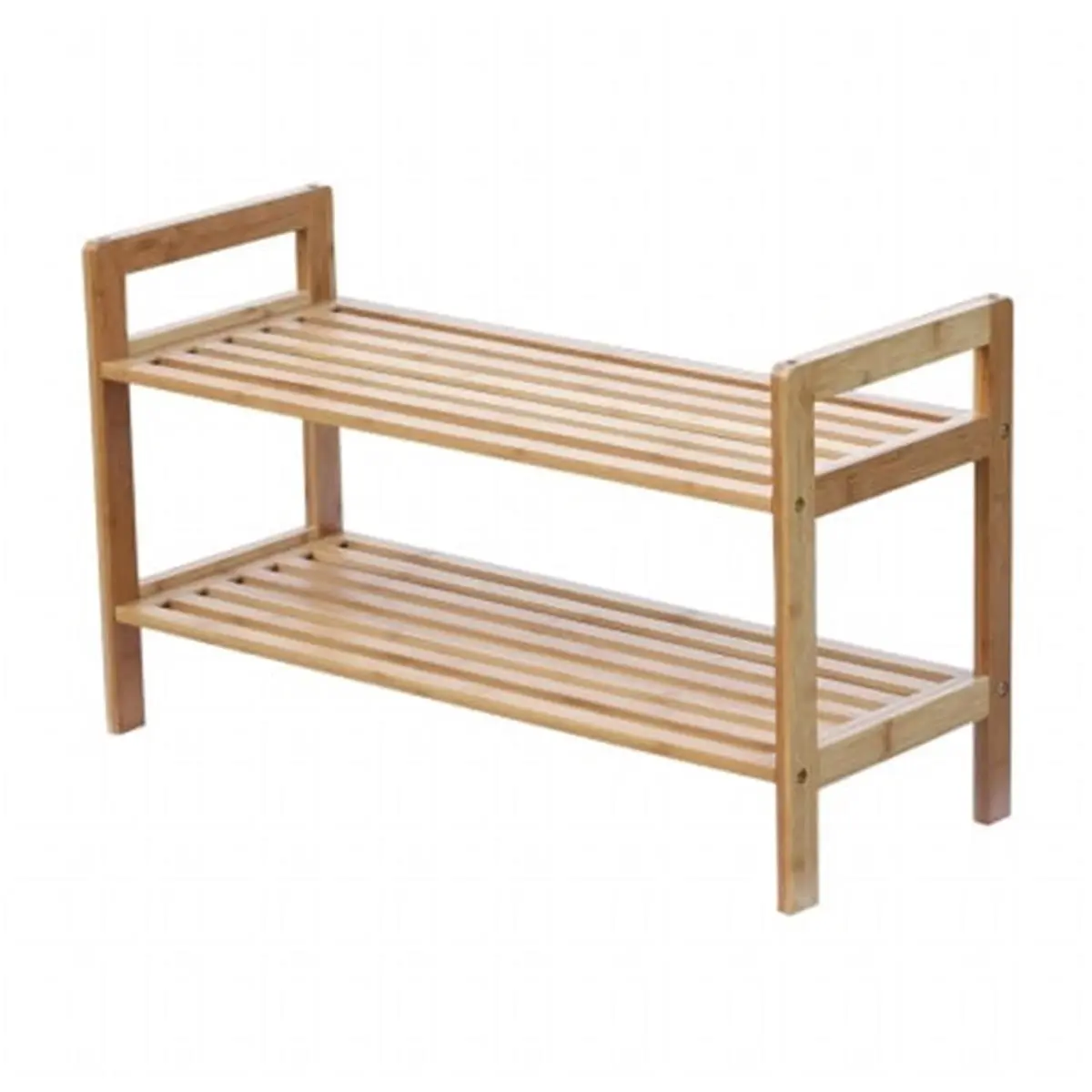 212 MAIN 2-Tier Bamboo Wood Vertical Shoe Rack, Natural Material Indoor Furniture Shelf & Rack, Wood Shoe Rack