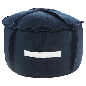 Ox Bay Navy Patchwork Handmade Outdoor Pouf Ott oman