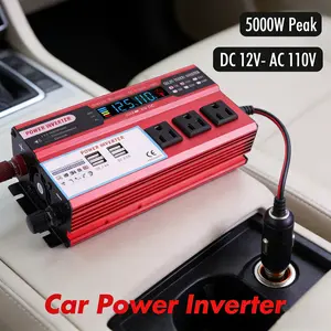 Vehicle Power Inverter 5000W Continuous 12V to 24V Pure Sine Wave 4000W Peak Dual AC Sockets USB Port Hardwire Remote Control for RV Truck Off Grid Solar Setup Reliable Outdoor Camping Power Supply