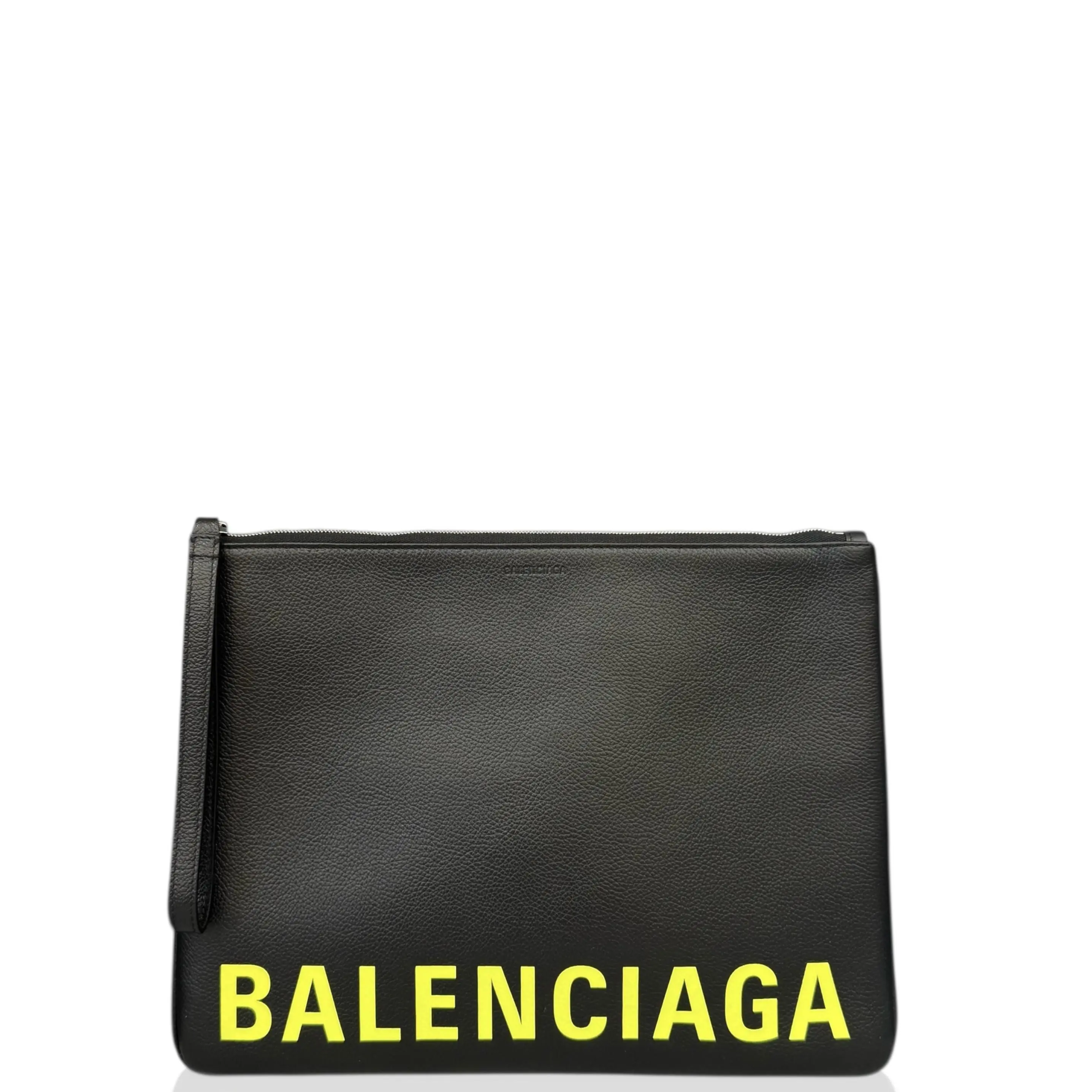 Pre-owned Balenciaga Leather clutches & wristlets Bill Pouch Grained Calfskin Black (mx040126b6)