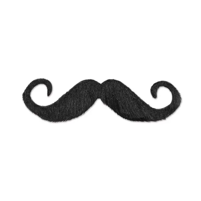 Beistle Self-Adhesive Novelty Handlebar Mustache - Black Polyester, 5 in, Easy-Install Stick, Festive Party Accessory for Western Look, Halloween Costumes, Accessories