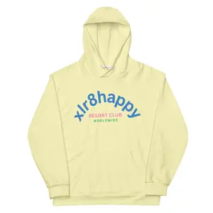 XLR8happy Resort Hoodie, Light Yellow, A Happy Hoodie with a Wish of Happiness for the World