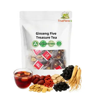 Ginseng Five Treasure Tea Combination Scented Tea, Kidney and Liver Support Tea Blend, Traditional Chinese Herbal Health Tea for Men & Women, Edible Corn Fiber Tea Bags