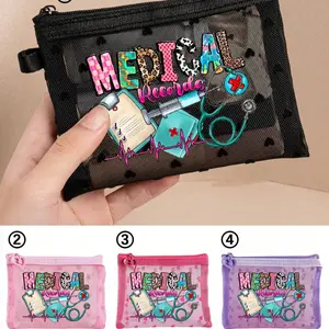 Mini Portable Mesh Medicine Bag, Emergency First Aid Kit, Travel Organizer, Makeup Pouch, Skincare Bag, Gift for Women, Mother's Day Present, Travel Cosmetic Bags
