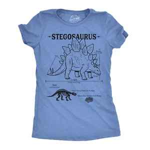 Womens Funny T Shirts Stegosaurus Infographic Awesome Dino Tee For Ladies Funny Womens T Shirts Cute Vintage Fashion Casual Ladies T-Shirt Gift Science Tops for Women Funny Dinosaur Top Women's Novelty Tees Light Blue