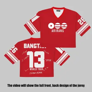 Arirang 2026 Crop Jersey for Women, Mesh JungK00k World Tour Be Back Jersey for Girl