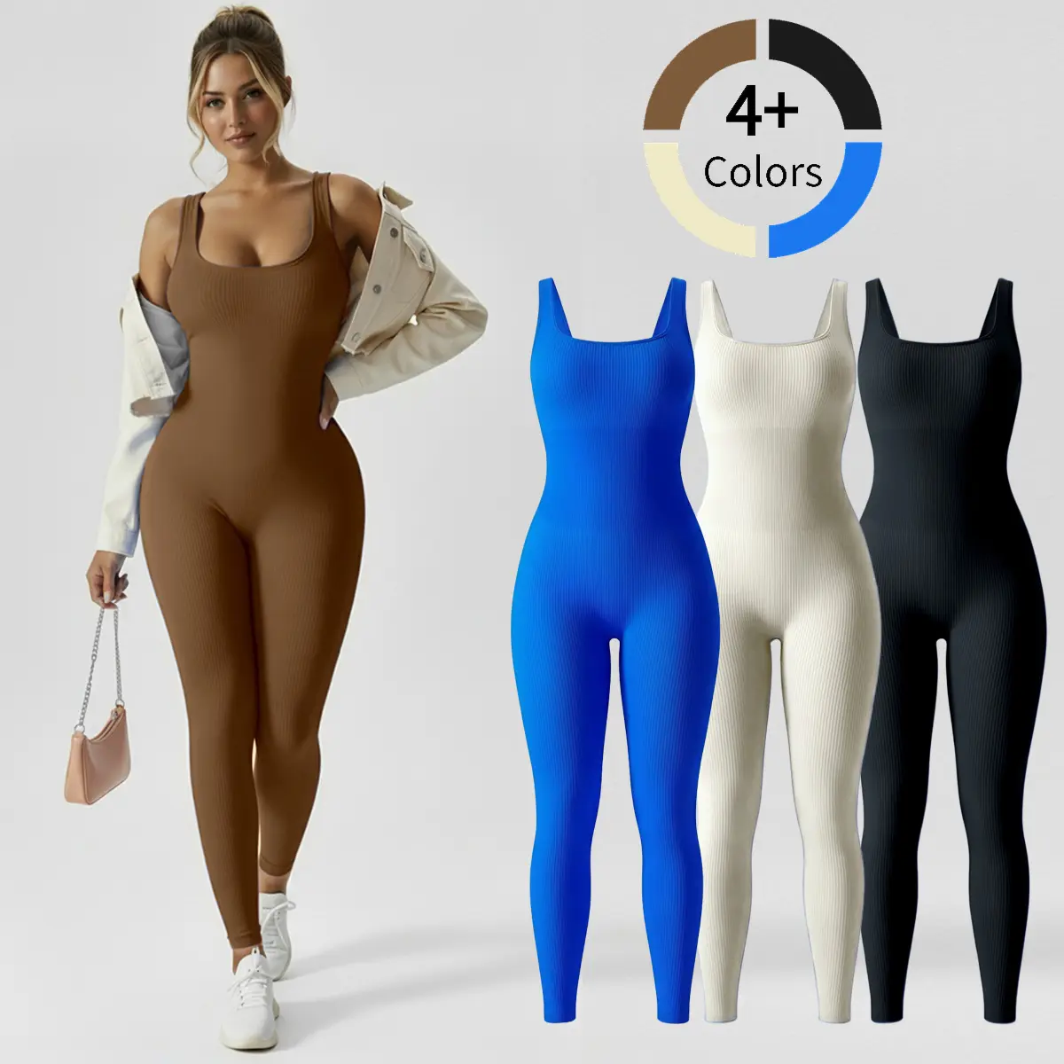 Women's High-Elastic Yoga Jumpsuit Non-See-Through Full-Length Workout Bodysuit Stretchy Athletic Suit for Yoga Gym Running Machine Washable Activewear Outfit 90% Nylon 10% Cotton Geometric-pattern, Jumpsuits For Women, Full Body Jumpsuit