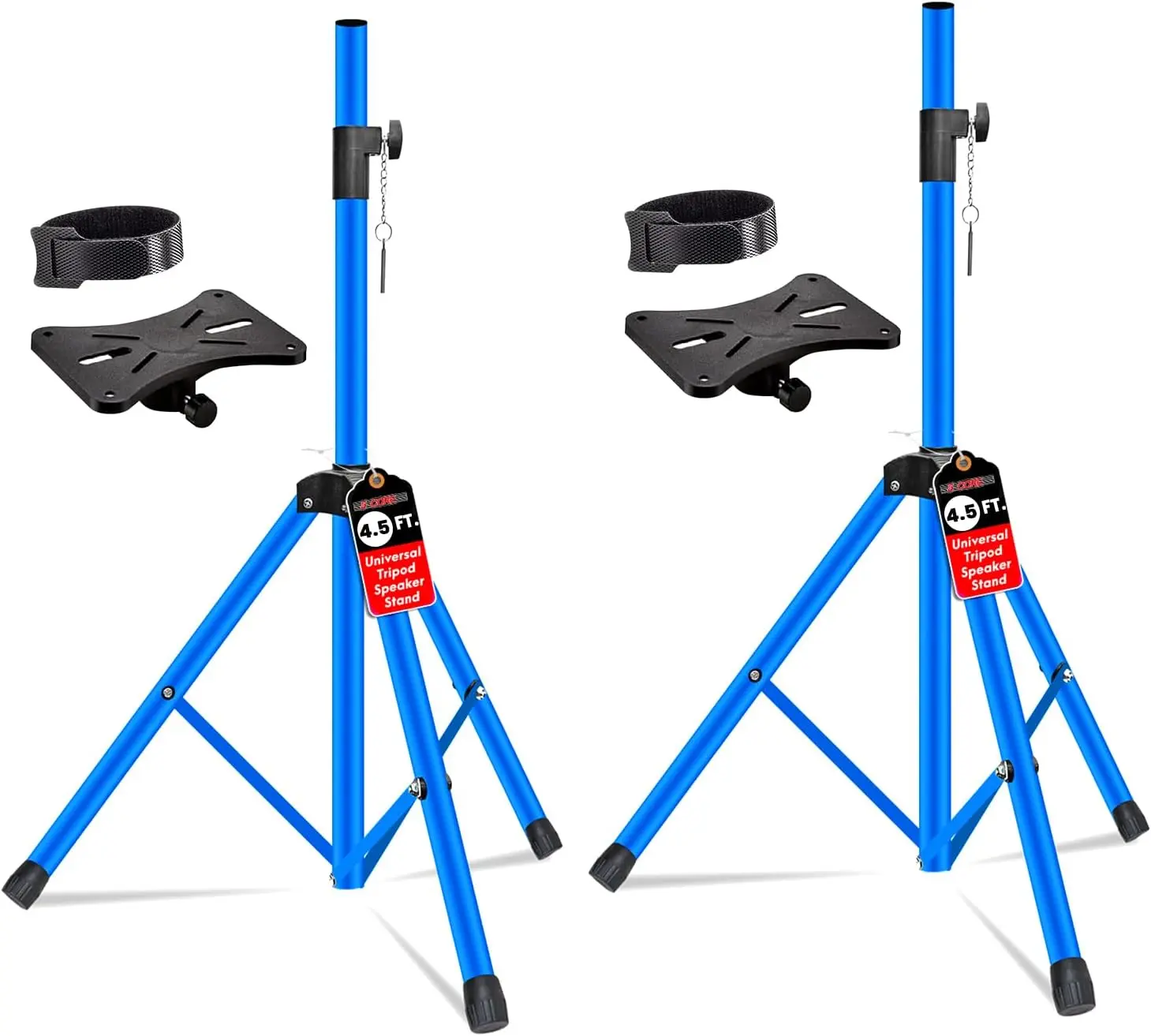 5 Core Speaker Stands Pair Adjustable 54 Inch Tripod Set Heavy Duty 132 lbs Capacity 35mm Pole Mount Metal Build DJ PA Stand for On Stage Studio Home Audio Uses Sky Blue