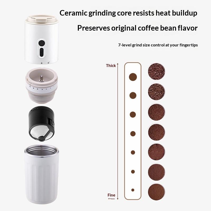 All-in-one Electric Pour Over Coffee Maker, Rechargeable Conical Burr Grinder, Cordless Portable Coffee Brewer for Hiking, Picnic, Office