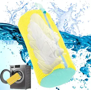 Shoe Washing Bag for Washing Machine - Protects Sneakers During Wash Cycle | Home Laundry Use for Sneakers Trainers Boots Slippers | Great Gift for Runners Gym Goers with 2-Pack Grey Mesh Shoe Protector Bag Reusable Zippered Laundry Pouch for Shoes tiktok
