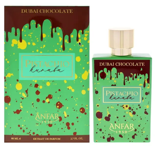 Anfar Pistachio Kunafa Extrait De Parfum, Unisex Gourmand Fragrance with Notes of Vanilla, Caramel & Sandalwood, Long Lasting Spray, 2.7 oz (80ml), Alcohol, Single