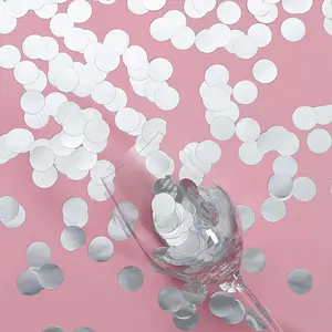 Metallic Round Party Confetti 18G Bag Silver Foil - Balloon Table Confetti Glitter Dots for Festive Weddings Baby Bridal Showers & Events