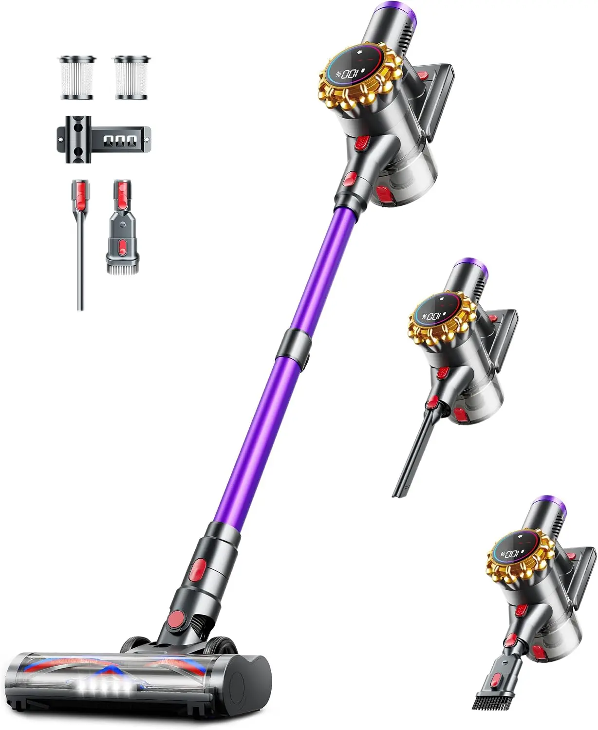 Cordless Vacuum Cleaner,Upgraded 550W 45KPA 60Mins Vacuum Cleaners for Home,Self-Standing Stick Vacuum with LED Display, Anti-Tangle,8 in 1 Lightweight Vacuum Cordless for Pet Hair Carpet Hard Floors OIFYEM