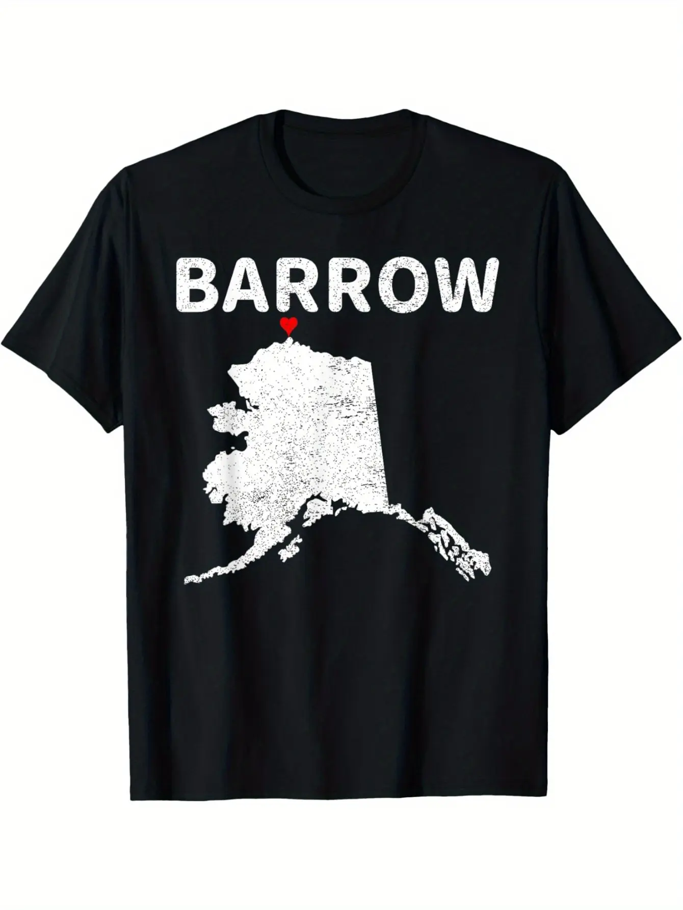 Men's 100% Soft Cotton Barrow Alaska Map Graphic T-Shirt - Classic Fit, Short-Sleeve, Moisture-Wick, Round Neck Menswear Top for Travel, Christmas, Tshirt, Shortsleeve, Casual