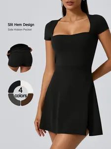 Women's High Elasticity Sporty Workout Jumpsuit, Breathable Slimming Design, Side Slit Safety Pants, Perfect for Tennis Golf Daily Commute