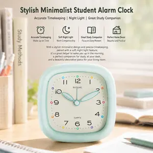 Nordic Minimalist Student Alarm Clock, Silent No Tick, Night Light Function, Quiet Desktop Clock, Ideal for Study Room, Dorm, Bedroom