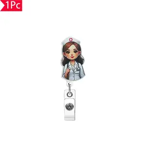 1PC cartoon medical staff image retractable chest clip, nurse themed ID clip, work card clip, gift for medical staff, Nurse Badge Reel