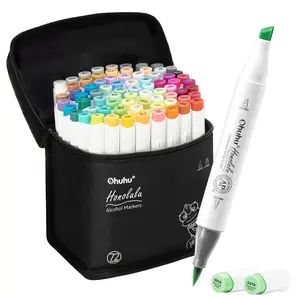 Ohuhu Alcohol Markers: Fine / Chisel and Brush Dual Tips  - 72 Colors - AP Certificated Double Tipped Art Marker Set for Artist Adults Coloring Illustration- Refillable - Honolulu & B Series of Ohuhu