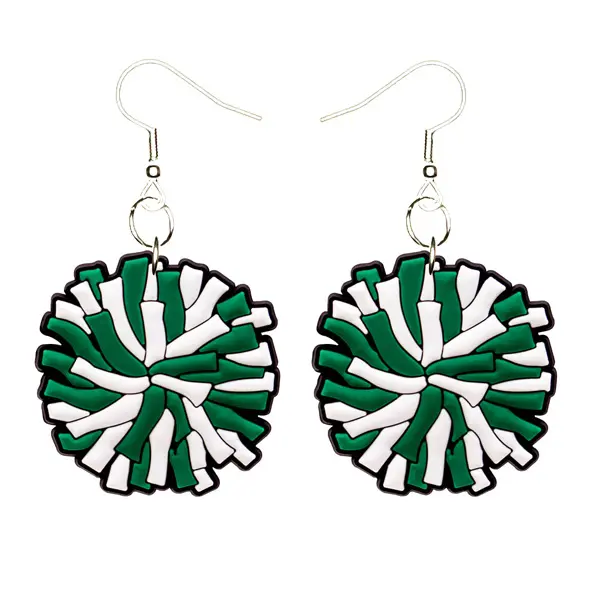 Cheerleader Earrings Hypoallergenic Silver Plated Fishhooks Pom Pom Yazzle Dazzle Football Baseball Basketball Soccer Sport Sports Rugby Futbol Cheer