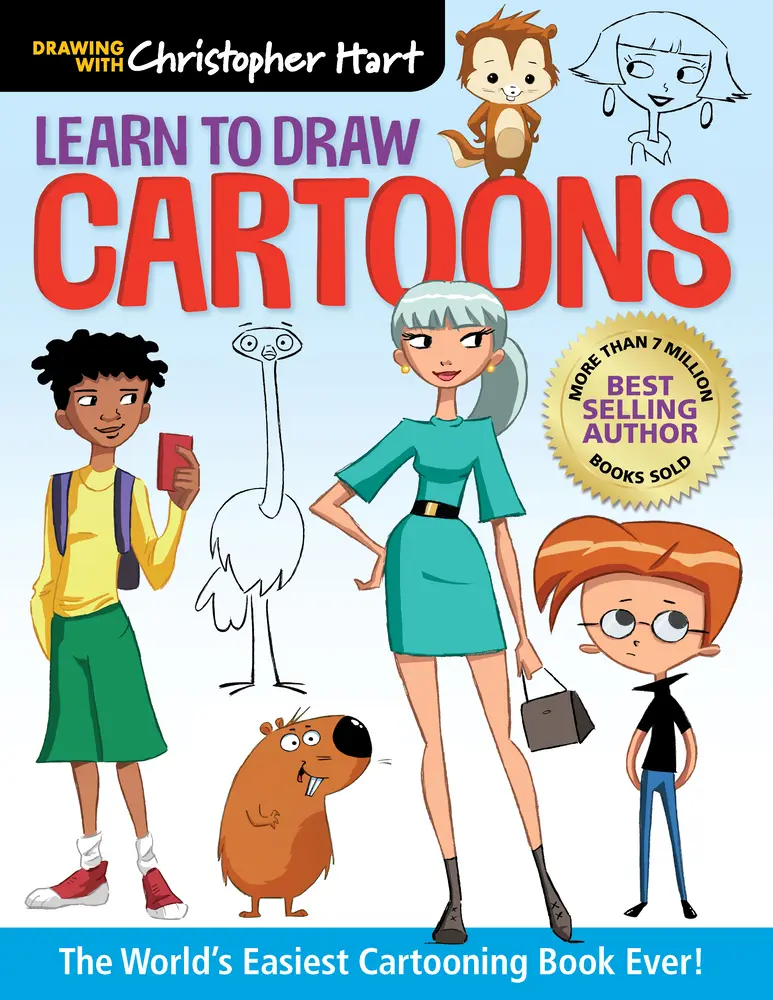 USED Book - Learn to Draw Cartoons: The World's Easiest Cartooning Book Ever! - Easy How to Draw Cartoon Characters and Animals Step by Step for Kids and Adults by Hart, Christopher (Paperback) - english