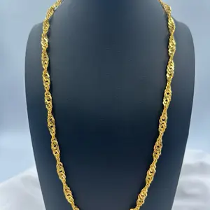24in 5.8mm Golden Twisted Cuban 14k over 925 Sterling Silver (SG-148)