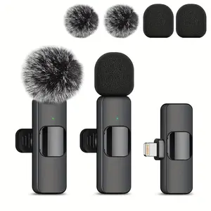 Wireless Lavalier Microphone Clip Microphone for iPhone iPad Android USB-C Cordless Clip-on Microphone, Plug And Play, Audio Video Recording Live Streaming Interviews