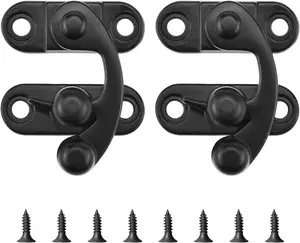 Small Hasp Latches Antique Black Clasp Swing Arm Latch Hook Lock for Jewelry Box Cabinet Toolbox, 2 Pack Right ZIUZI